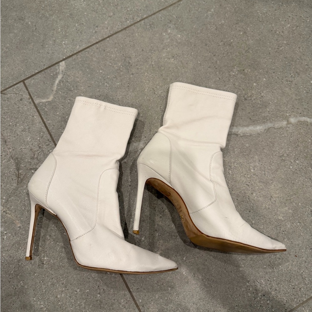 Stuart Weitzman White Heeled Boots